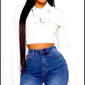 Faux leather crop top jacket by Fashion Nova